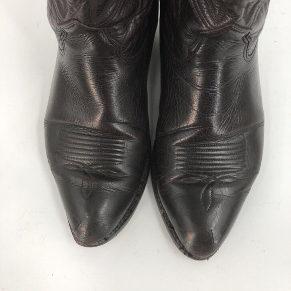 Vtg Nacona Boot Oxblood Leather Flame Stitch Cowboy Western Mens Sz 9.5D Rodeo - Picture 8 of 16